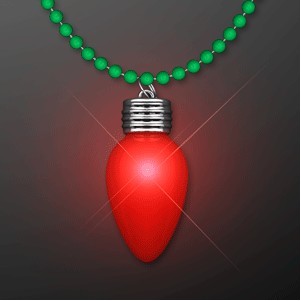 Blinking Red Bulb Christmas Charm on Green Beads - BLANK